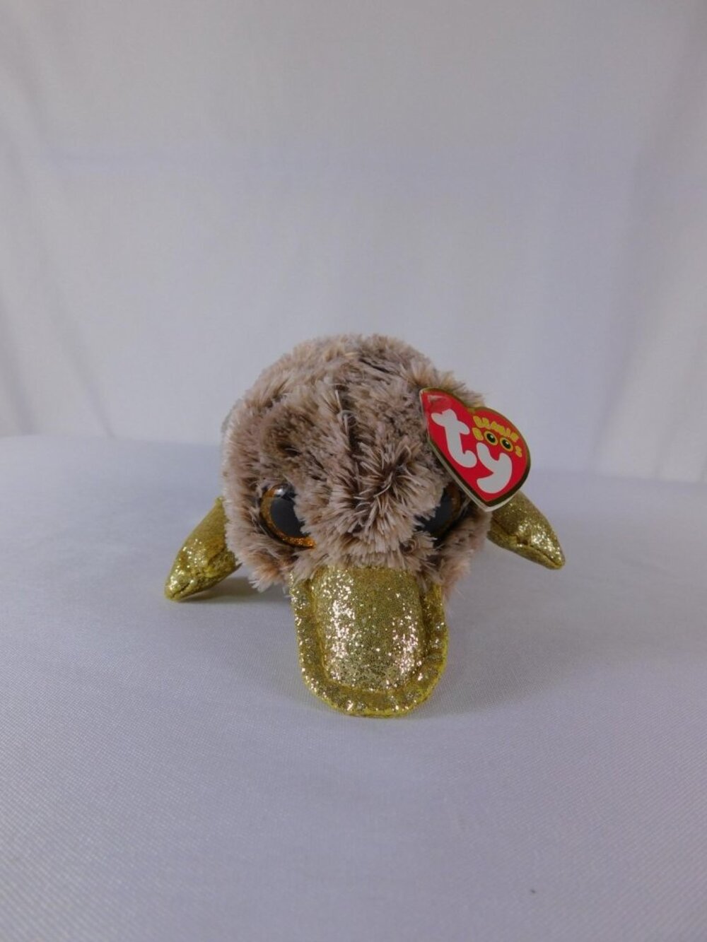 Ty Beanie Boos Perry Brown Platypus Plush Small Glitter Stuffed Toy Washable